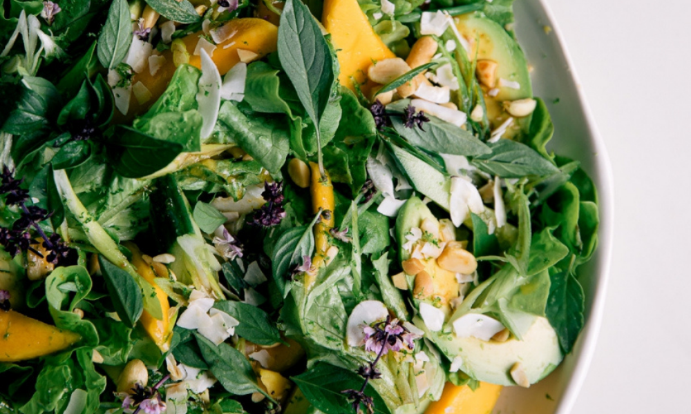 Mango & Avocado Salad With Toasted Coconut & Thai Basil